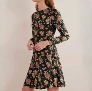 16/18 Long Boden Crew Neck Fit And Flare Dress Wild Cluster